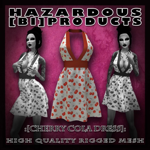 :[HbP]: Cherry Cola Dress - White [High Quality Rigged Mesh]