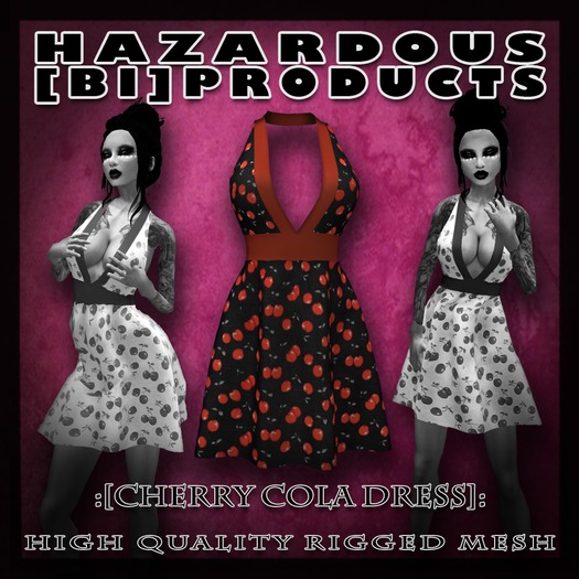 :[HbP]: Cherry Cola Dress - Black [High Quality Rigged Mesh]