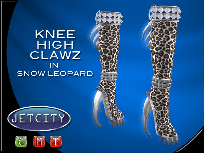 JETCITY BOOTS > KneeHigh Clawz - Snow Leopard