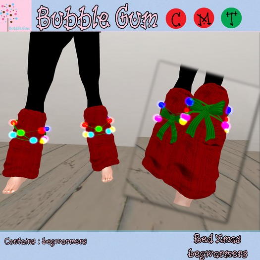 Red Xmas legwarmers
