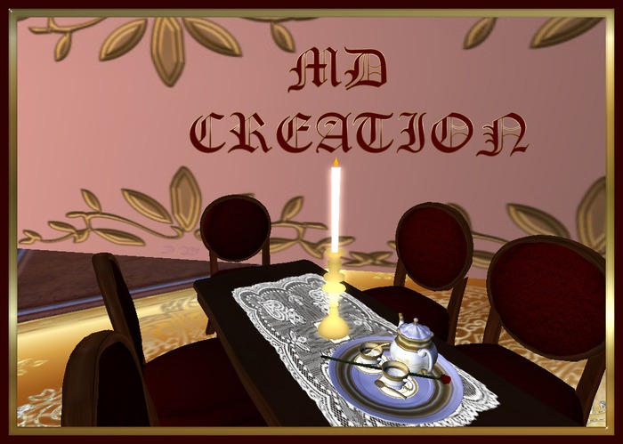 M&D ★☆★Dining table WOODEN CANDLESTICK WITH, AND SET COFFEE WITH ROSE,+ CARPET RUG victorian / baroque / rococo  M&D ★☆★