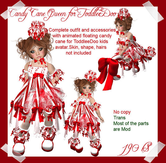 Second Life Marketplace Candy Cane Queen complete outfit for