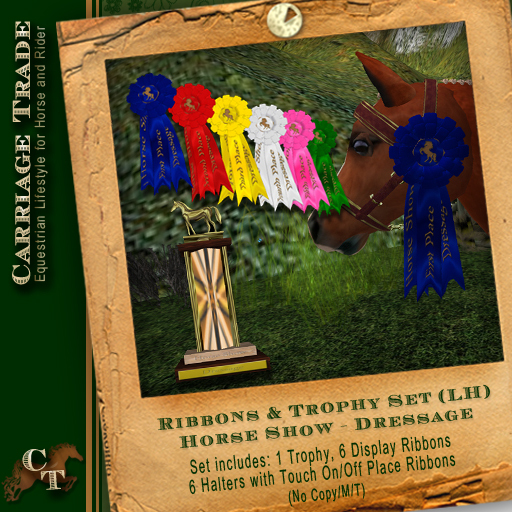 Ribbon & Trophy Set LH Water Horse Avatar (Horse Show/Dressage)