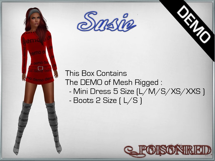 PoisonRed-Susie DEMO Mini Dress Mesh Rigged