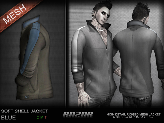=Razorblade Jacket= Soft Shell Jacket Liner /// Blue
