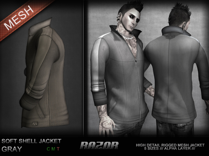 =Razorblade Jacket= Soft Shell Jacket Liner /// Gray