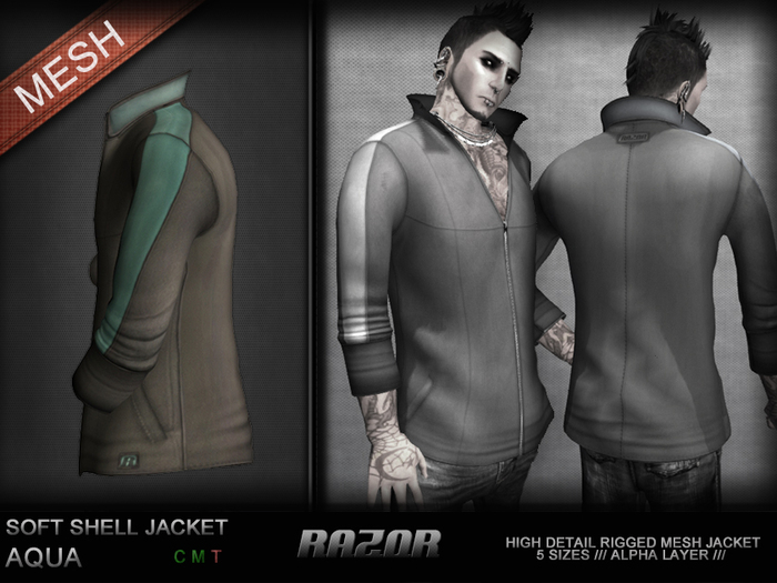 =Razorblade Jacket= Soft Shell Jacket Liner /// Aqua