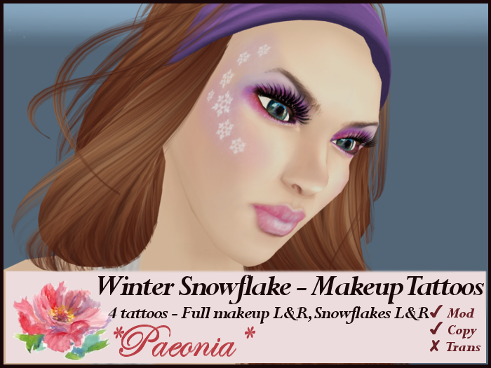 Winter Snowflake Makeup Tattoo Purple