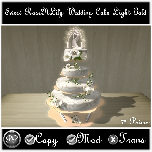 Copy/Mod Sweet RoseNLily Wedding Cake Light Gold