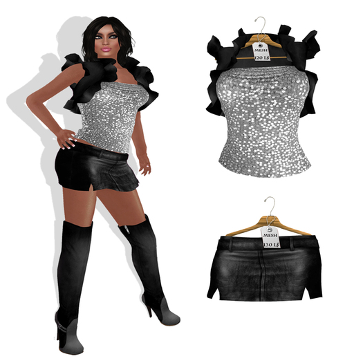 Mesh_bollero Minidress set Black