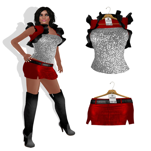 Mesh_bollero Minidress set Red