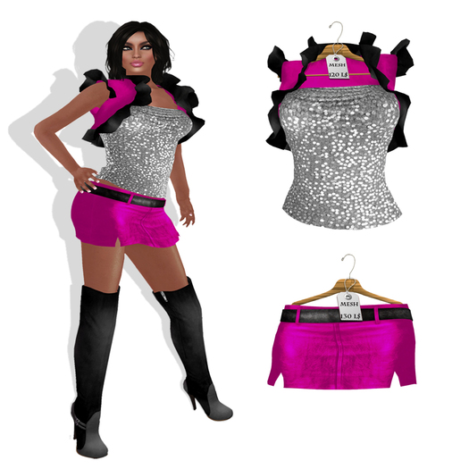 Mesh_bollero Minidress set Pink