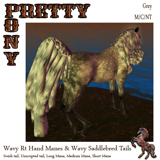 Wavy Mane & Tail for Water Horse LH Avatar Gray