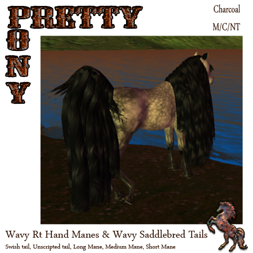 Wavy Mane & Tail for Water Horse LH Avatar Charcoal
