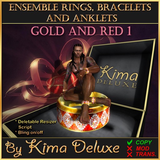 Kima Deluxe (BOX) Rings Bracelets Anklets - Gold & Red 1