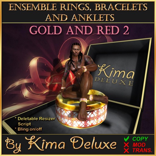 Kima Deluxe (BOX) Rings Bracelets Anklets - Gold & Red 2
