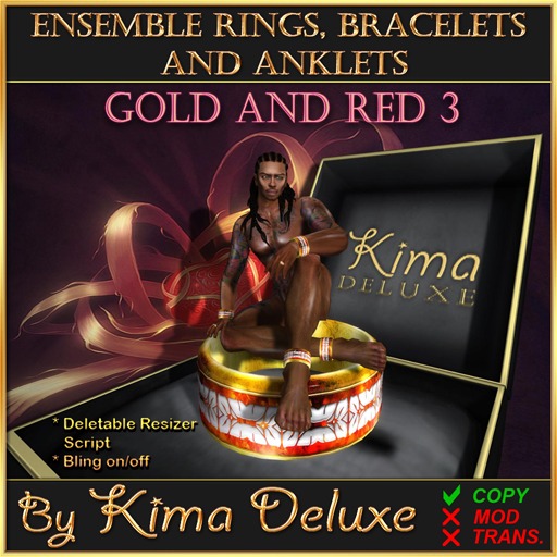 Kima Deluxe (BOX) Rings Bracelets Anklets - Gold & Red 3