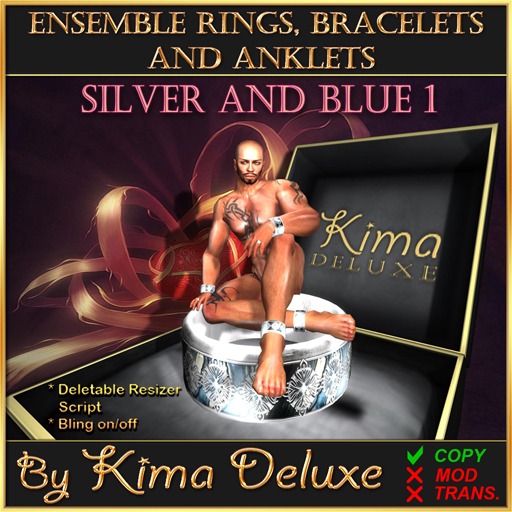 Kima Deluxe (BOX) Rings Bracelets Anklets - Silver & Blue 1
