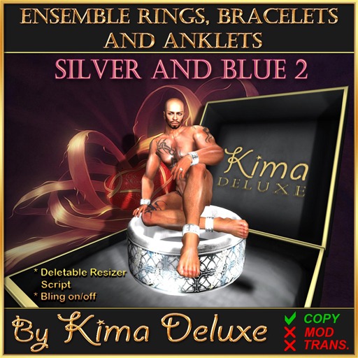 Kima Deluxe (BOX) Rings Bracelets Anklets - Silver & Blue 2