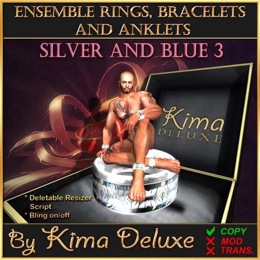 Kima Deluxe (BOX) Rings Bracelets Anklets - Silver & Blue 3