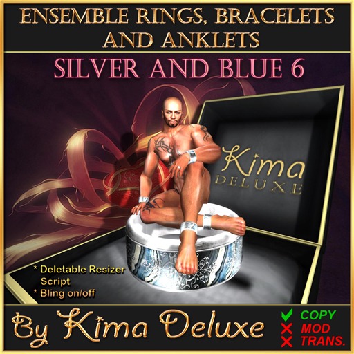Kima Deluxe (BOX) Rings Bracelets Anklets - Silver & Blue 6