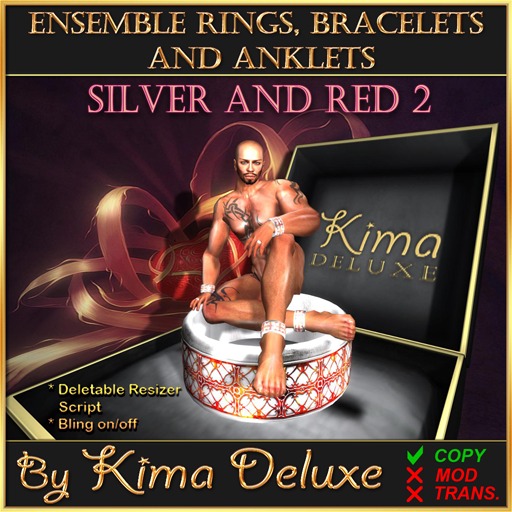 Kima Deluxe (BOX) Rings Bracelets Anklets - Silver & Red 2