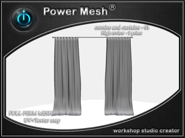 - { POWER MESH } - Full Perm cornice and curtains -01 