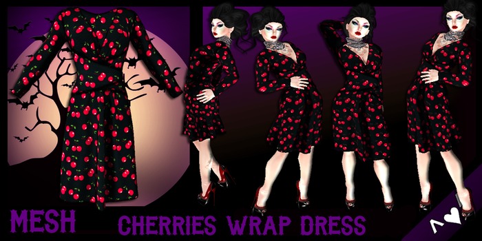 v^DRBC^v^Cherries Wrap Dress
