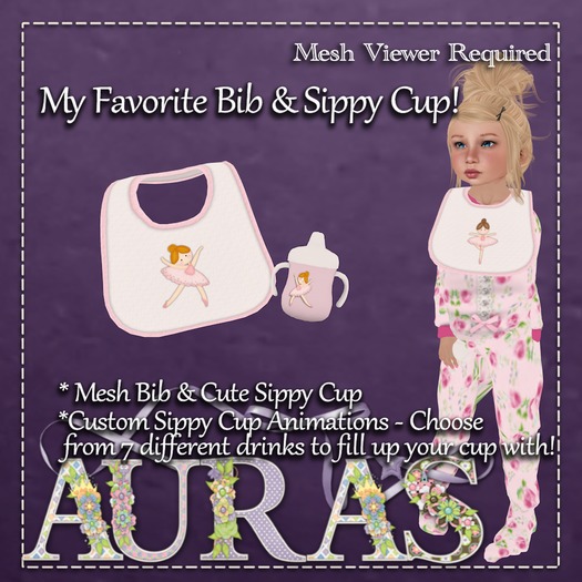 *Aura's* My Favorite Sippy Cup & Bib Set (Leaping)