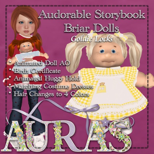 *Aura's* Goldie Locks Storybook Briar Dolly for Toddleedoo Little Girls, Kids and Tiny Tots