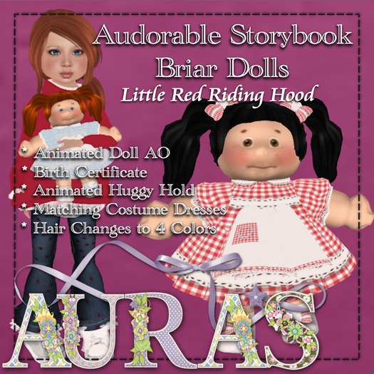 *Aura's* Little Red Riding Hood Storybook Briar Dolly for Toddleedoo,  Little Girls, Kids and Tiny Tot