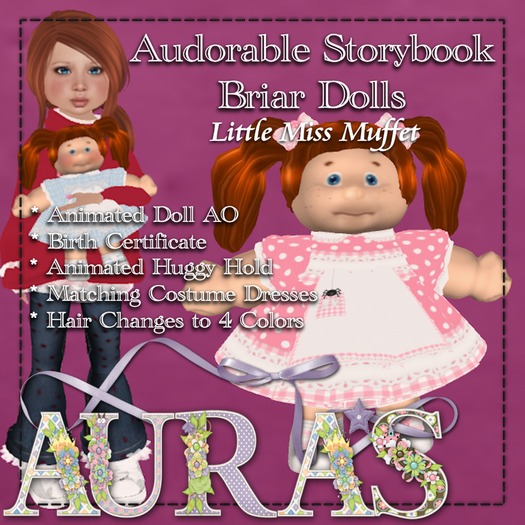 *Aura's* Little Miss Muffet Storybook Briar Dolly for Toddleedoo Little Girls, Kids and Tiny Tot
