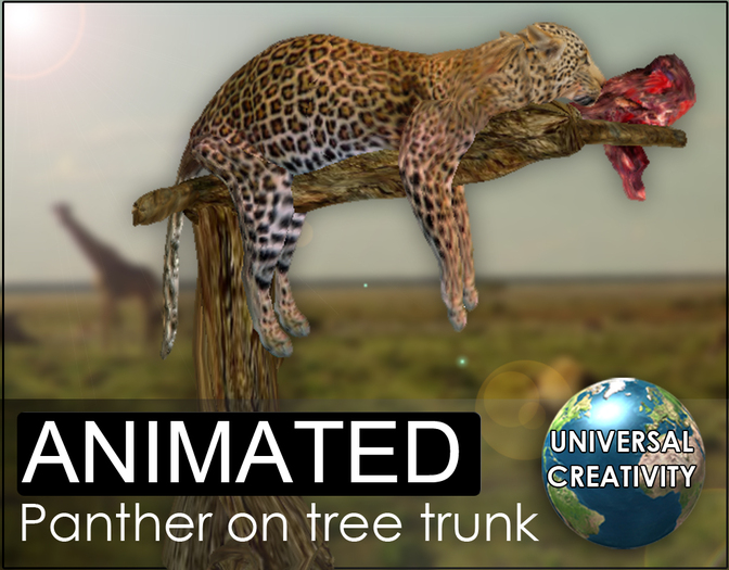 Universal Creativity - Sculpted Panther on a Tree Trunk - Animated