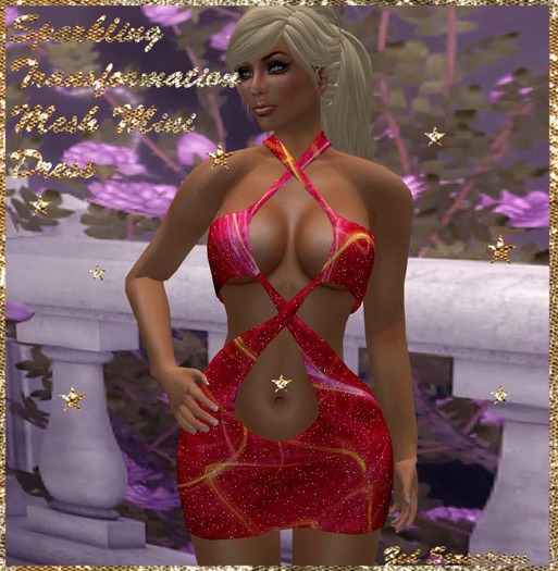 Sparkling Transformation Mesh Dress red
