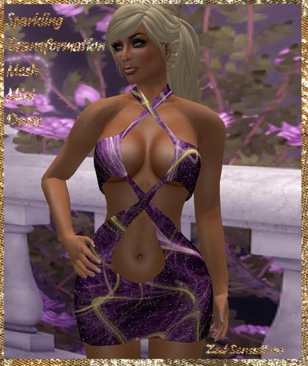 Sparkling Transformation Mesh Dress purple