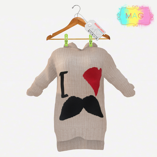 {Mag} Hooded Loose Sweater- Musctache 