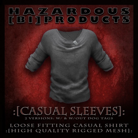 :[HBP]: Men's CASUAL LONG SLEEVES - Gray [High Quality Rigged Mesh]