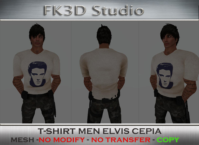FK3D T-SHIRT ELVIS CEPIA