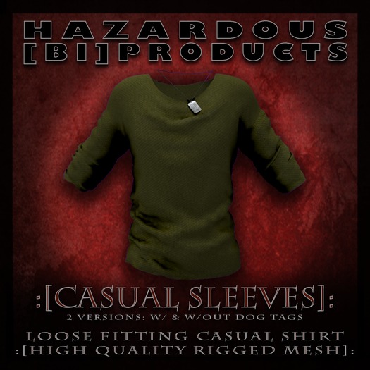 :[HBP]: Men's CASUAL LONG SLEEVES - Olive [High Quality Rigged Mesh]