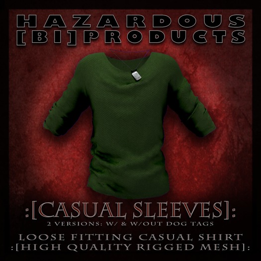 :[HBP]: Men's CASUAL LONG SLEEVES - Emerald [High Quality Rigged Mesh]