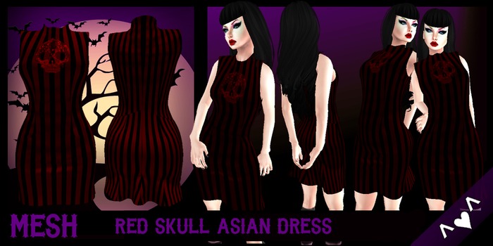 ^v^DRBC^v^Red Skull Asian Dress