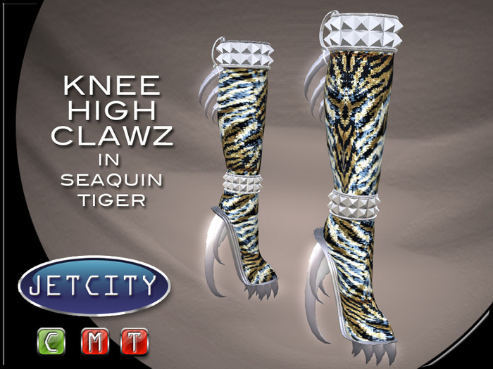 JETCITY BOOTS > Knee High Clawz - Seaquin Tiger