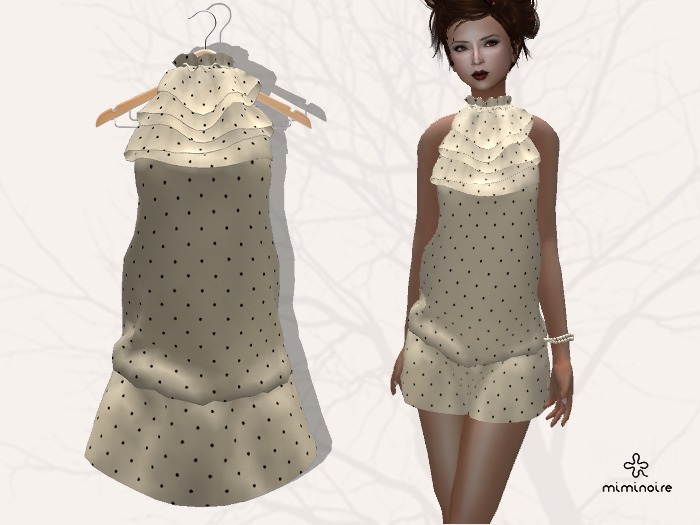 MIMI NOIRE::Frill mini dress [ecru/polka dots]