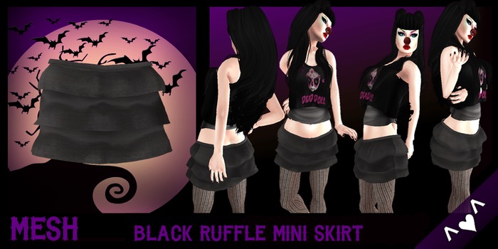 ^v^DRBC^v^Black Tiered Ruffle Mini Skirt - PROMO