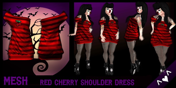 ^v^DRBC^v^Red Cherry Shoulder Dress