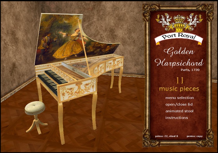 Second Life Marketplace - SALE "Port Royal" Golden Harpsichord Version ...