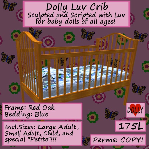 Dolly Luv Crib - Red Oak and Blue