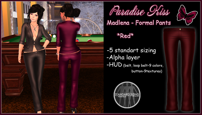 {Paradise Kiss} Madlen-Formal Pants-Red-Rigged Mesh