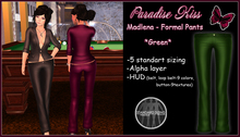 {Paradise Kiss} Madlen-Formal Pants-Green-Rigged Mesh