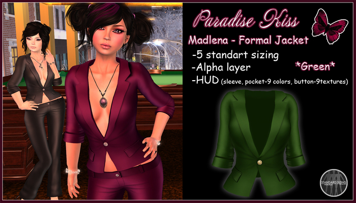 {Paradise Kiss} Madlen-Formal Jacket-Green-Rigged Mesh